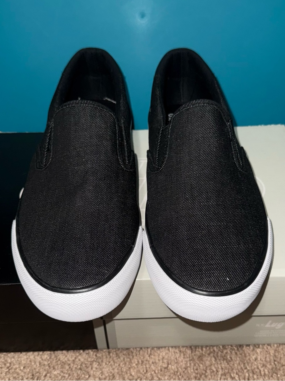 Lugz Slip-On Canvas Sneakers Black and White